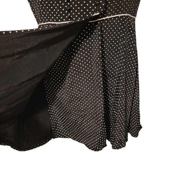 My Michelle 7/8 Black White Polka Dot‎ Midi Dress Collar Double Breasted Cosplay - Picture 3 of 6